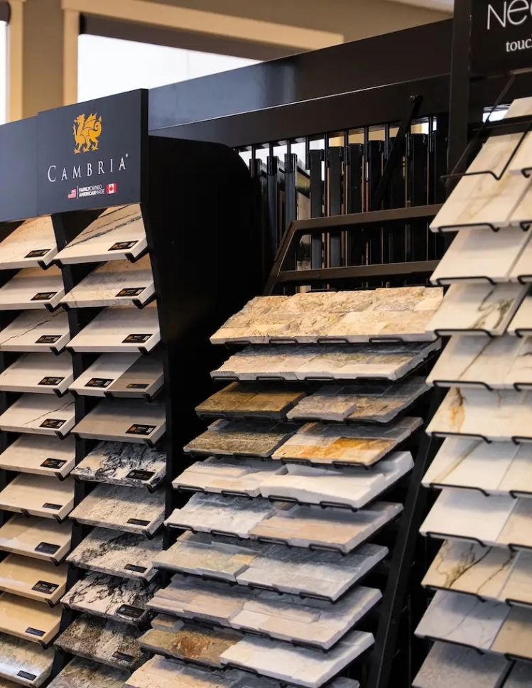 countertops display at Randall Lee's Flooring America in Seaside, OR