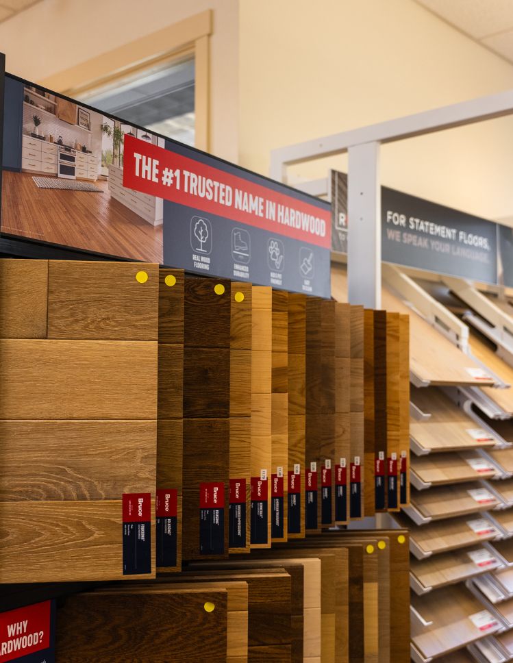 hardwood flooring showroom Randall Lee's Flooring America in Seaside, OR